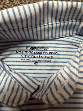 Vineyard Vines White Polo with Light Blue Stripes